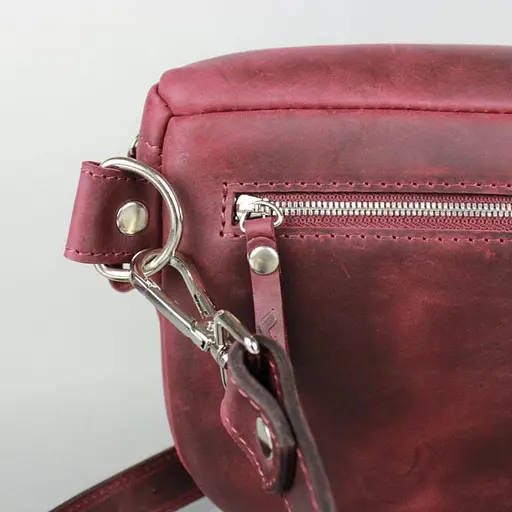 Шкіряна сумка поясна-кроссбоді Vacation бордова вінтажна - фото 4