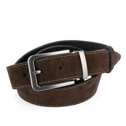 Ремень мужской замшевый со строчкой НС-3423 (120 см)  коричневый - фото 1