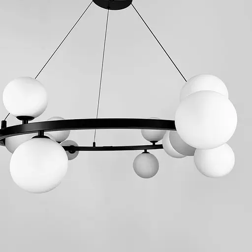 Кольцевая черная люстра с 18 белыми плафонами Ø 95 см | Line F | Ст. BM62/18 BK+WT - фото 4