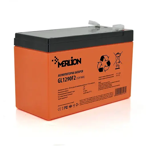 Акумуляторна батарея MERLION GL1290F2 12 V 9 Ah (150 x 65 x 95 (100)) Orange Q10/420