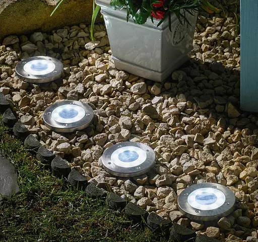 Сонячні вуличні світильники Solar Disk Lights 4 шт. підсвічування газону на сонячній батареї садові ліхтарі - фото 5