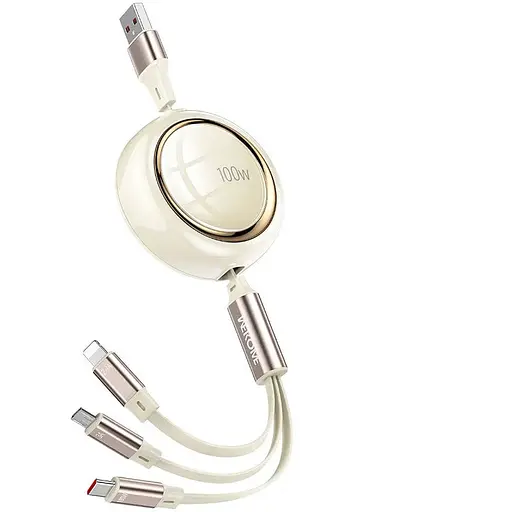 Кабель WEKOME WDC-18 3 в 1 USB к Micro / Type-C /Lightning 100W бежевый