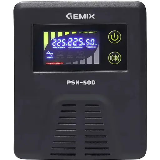 ДБЖ Gemix PSN-500, 500VA/300W 12V/220V, 15А, 1xSchuko, без АКБ - фото 2
