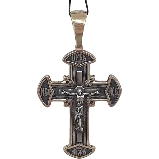 Срібний хрест Харківська ювелірна фабрика Розп'яття Христа з позолотою. 3433-ЗЧ