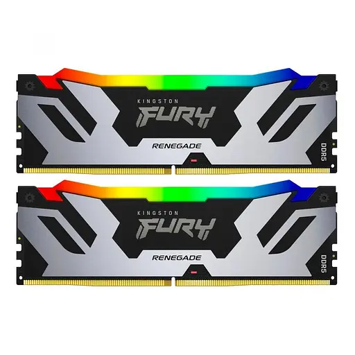 Память для настольных компьютеров Kingston Fury 32 ГБ (2x16 ГБ) DDR5 6400 МГц Renegade Silver RGB (KF564C32RSAK2-32) - фото 1
