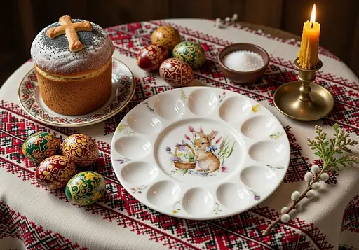 Блюдо порцелянове для 12 яєць та паски BonaDi Easter Melody 27 см (K235) - фото 4