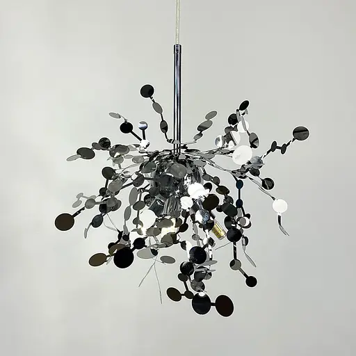 Підвісний хромований світильник з гнучких кружечків з металу Ø 40 см | Line F | Арт. 1030-400 CH - фото 6