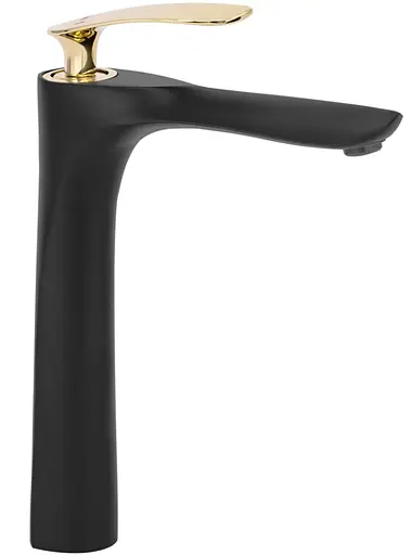 Змішувач для умивальника Rea Orbit високий black/золото REA-B2055 Чорний - фото 1