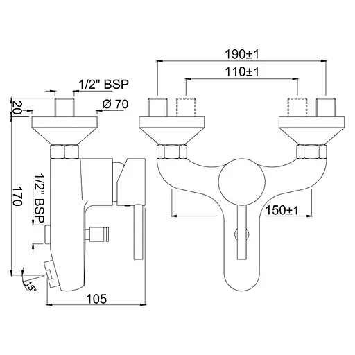 Смеситель для ванны Jaquar Eko FLR-CHR-5119 Хром - фото 2