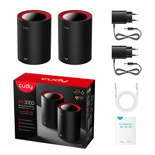 Маршрутизатор WiFi Mesh-система WiFi 6 2.5G Cudy M3000 Black (2-Pack) 2 штуки дводіапазонні AX3000 (73-00525) - фото 5