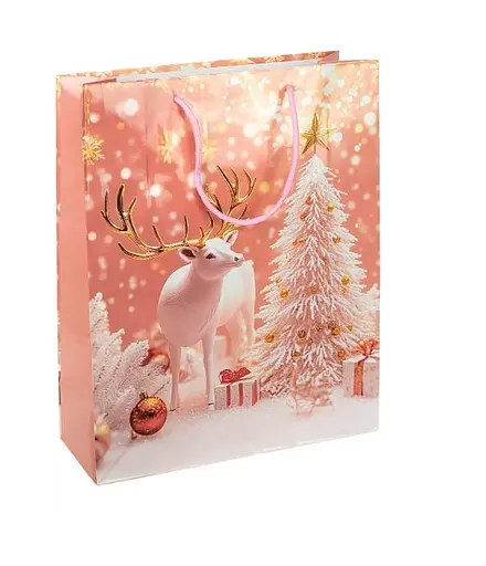 Пакет подарочный "Новый Год" 2580-1 вертикальный 18*21,5*8 см, ручка-шнурок (6927661258011) Вид 1 - фото 1