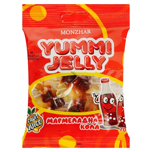Цукерки желейні Yummi Jelly Кола мармеладні 70 г