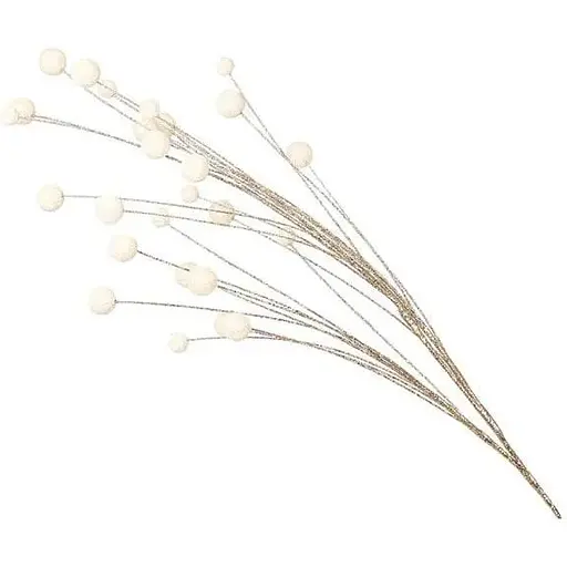 Декоративная глиттерная ветка 84 см Искусственные материалы для флористики и декора с ягодами Шампань - фото 1