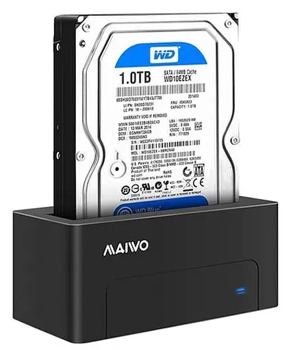 Зовнішня кишеня Maiwo для HDD 2,5"/3,5" SATA через USB 3.0, безгвинтове кріплення, пластик, чорна (K308P) - фото 1