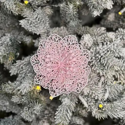 Ялинкова іграшка MIS LT Квітка новорічна мала 11х11х5 см рожевий - фото 2