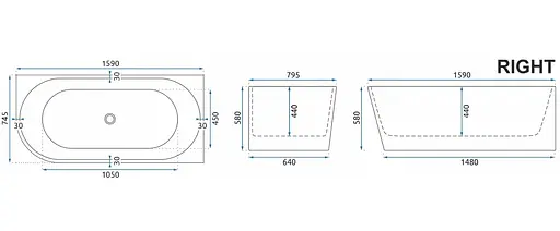 Ванна акриловая угловая Rea Sydney Bellanto 160x75 R whte REA-W0253 Белый - фото 4