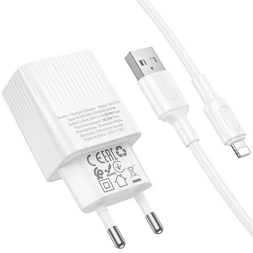 СЗУ Borofone BAS71A Source 10.5W (1USB-A) + кабель USB to Lightning - фото 4