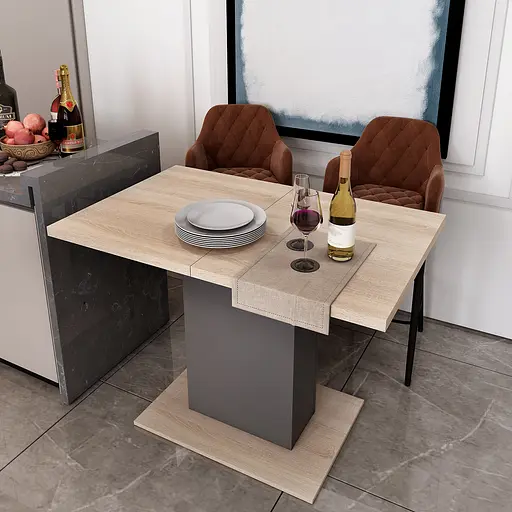 Столовый стол Doros Бостон Дуб Сонома/Графит 150х70х79 (81339362) - фото 7