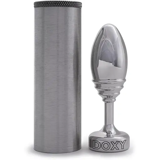 Металева анальна пробка Doxy Butt Plug Ribbed ребристий діаметр 3.3 см - фото 3