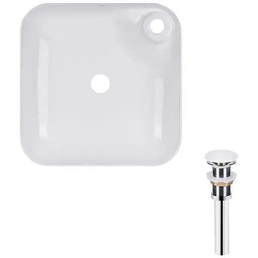 Умивальник Qtap Stork накладний квадратний 430x430x120 мм White + донний клапан PU02, Білий - фото 1