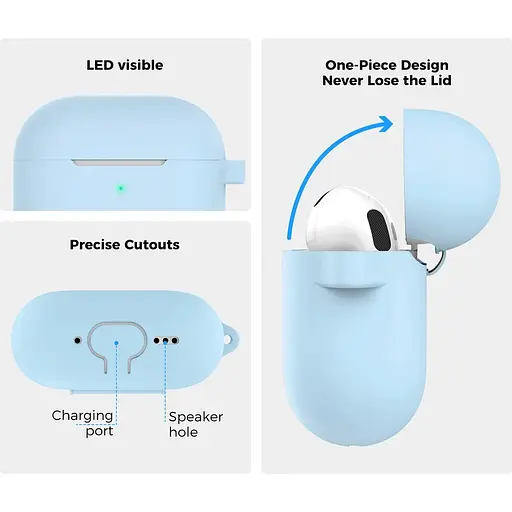 Чехол AhaStyle Colorful Silicone Case для AirPods 4 Sky Blue [133817] - фото 2