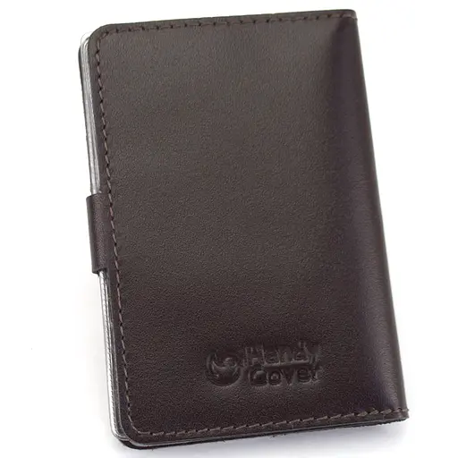 Обложка на документы кожаная на кнопке HC0035 коричневая матовая - фото 4