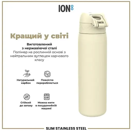 Пляшка для води ION8 металева 600 мл Stainless Steel Creamy White (I8SS600CWHI) - фото 6