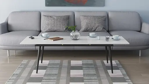 Стіл журнальний трансформер Dandi Small Ferrum-decor 45x120(160)x60 Чорний метал ДСП Білий 16 мм (FRD-106791) - фото 6