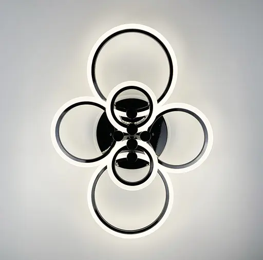 Светодиодная люстра Senta на 6 колец в черном корпусе на 3 световых режима Line F | Ст. A2374/6 BR BK - фото 3