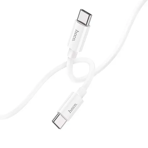 Кабель Hoco Type-C to Type-C Magic silicone PD charging data cable X87 1 метр 60 Вт белый - фото 1