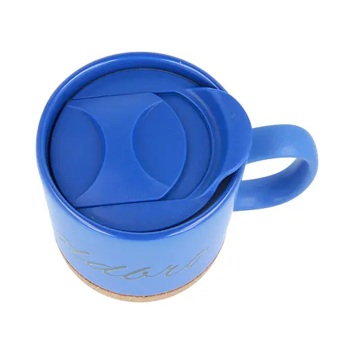 Керамічний кавовий кухоль OldBro Blue 414 мл з корковим дном і кришкою - фото 4