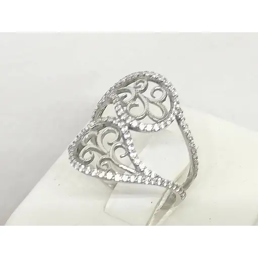 Серебряное кольцо Агни Объятие с фианитами. 1136/1Р-CZ 17 - фото 3