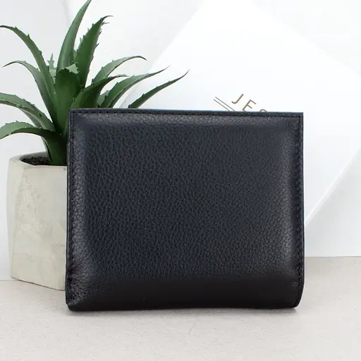 Жіночий шкіряний гаманець чорний Jess 375-2036-1 на кнопці - фото 8