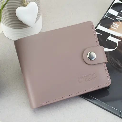 Кошелек женский маленький кожаный Handycover HC0042 нюдовый на кнопке - фото 1