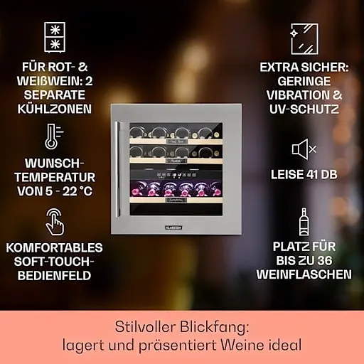 Холодильник винний вбудований KLARSTEIN Vinsider 36 2 зони (10033682) - фото 5