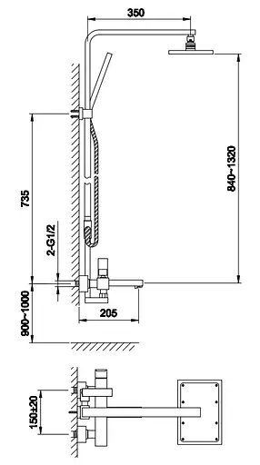 Душова система Kohlman Excelent chrome з виливом QW277H, Хром - фото 2