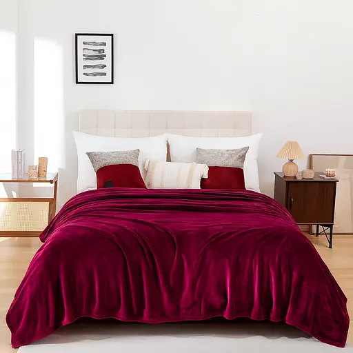 Плед Love You 150 x 200 см велсофт бордовый (8197) - фото 3