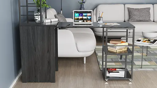 Стіл-тумба трансформер Смарт 3/1 з етажеркою Ferrum-decor 1430x1450x500 Чорний метал ДСП Сосна Кембра 16 мм (FRD-105111) - фото 9