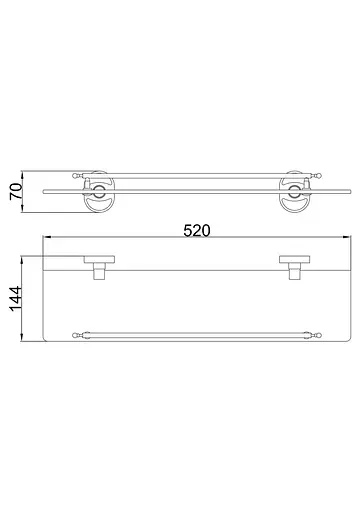 Полка стеклянная Frap F1907 1/10, 52 см Хром - фото 2