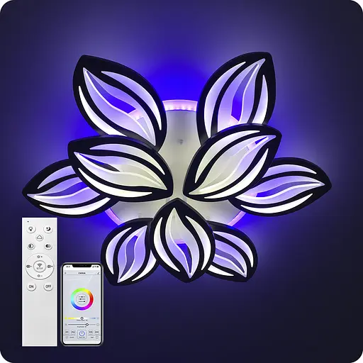 Люстра светодиодная 517 Light 3color с пультом 180Вт Черный (01454) - фото 7