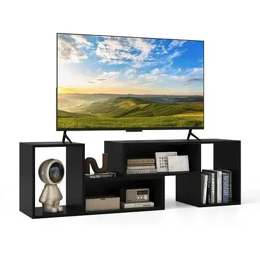 Тумба під телевізор Costway Mix з полицями чорний - фото 2