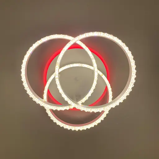 LED світильник білий на 3 кільця з хромованою смужкою d30 см Line.F A 55063/3С RGB WH+CR - фото 4