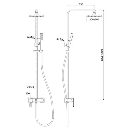 Душова система Cersanit Mille S951-339 зі змішувачем Хром 30412 - фото 2