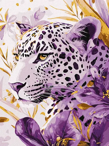 Набор для росписи по номерам Лиловая хищница с красками металлик extra, Ideyka, 30x40 см, КНО6728