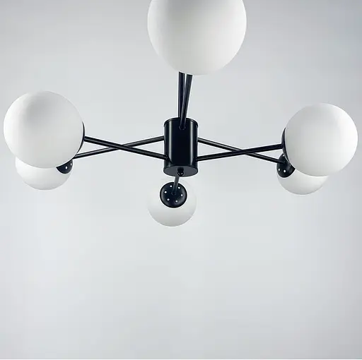 Мінімалістична люстра на 6 білих матових плафонів Line.F CD 111/6 BK - фото 6