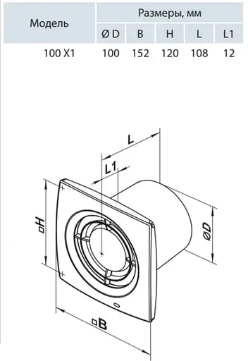 Вытяжной вентилятор Домовент 100 X1 - фото 2