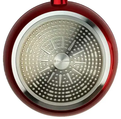 Сковорода з кришкою Zurrichberg ZB/2102 26 см з мармуровим покриттям з бакелітовою ручкою Червоний - фото 4
