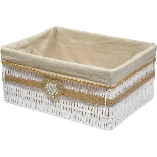 Корзина стеллажная Handy Home Сердце, с текстильным вкладышем, 36х27х17 см, бежевая (EW-88 L)
