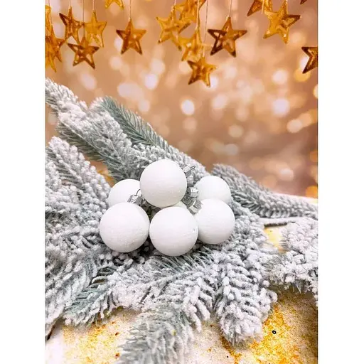 Набір ялинкових куль Оксамит 8 шт Білий - фото 1