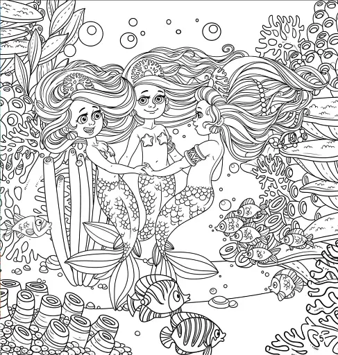 Розмальовки, аплікації, завдання. Русалки. Морські принцеси. 40 наліпок - фото 3